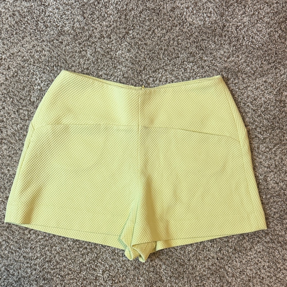 BCBGeneration Lemon Yellow High-Waist Textured Shorts